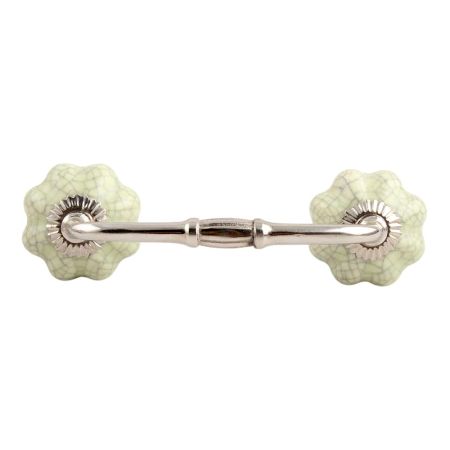 Washed Green Crackle Ceramic Melon Bridge Handle